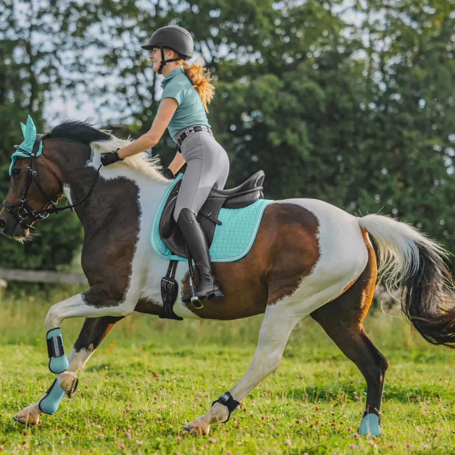 Niels | Vormvast katoenen zadeldek met dubbele glanzende koordbies - Saddle Pad
