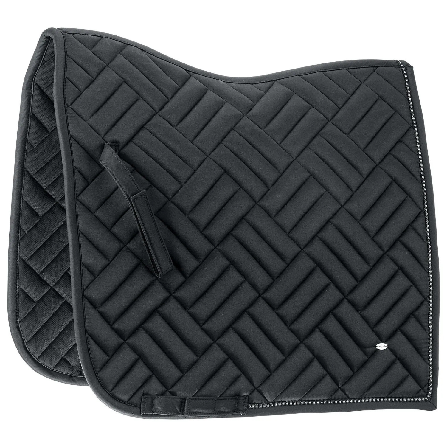 Ties | Zwart Dressuur Zadeldek met Ruitstiksel - Saddle Pad