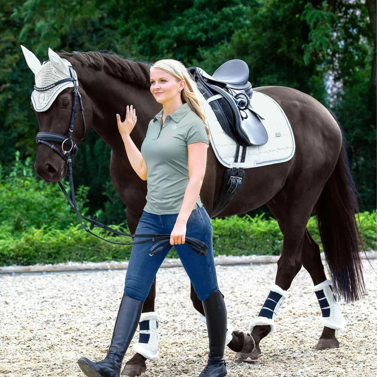 Milan | Wit zadeldek met honingraatstiksel - Saddle Pad
