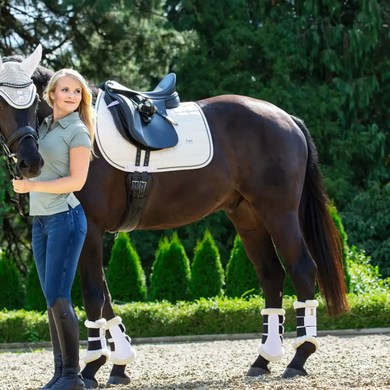 Milan | Wit zadeldek met honingraatstiksel - Saddle Pad
