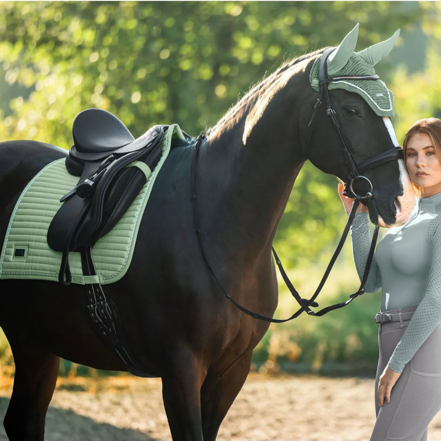 Thijs | Mint Green Padded Dressage Saddle Pad with Piping - Saddle Pad
