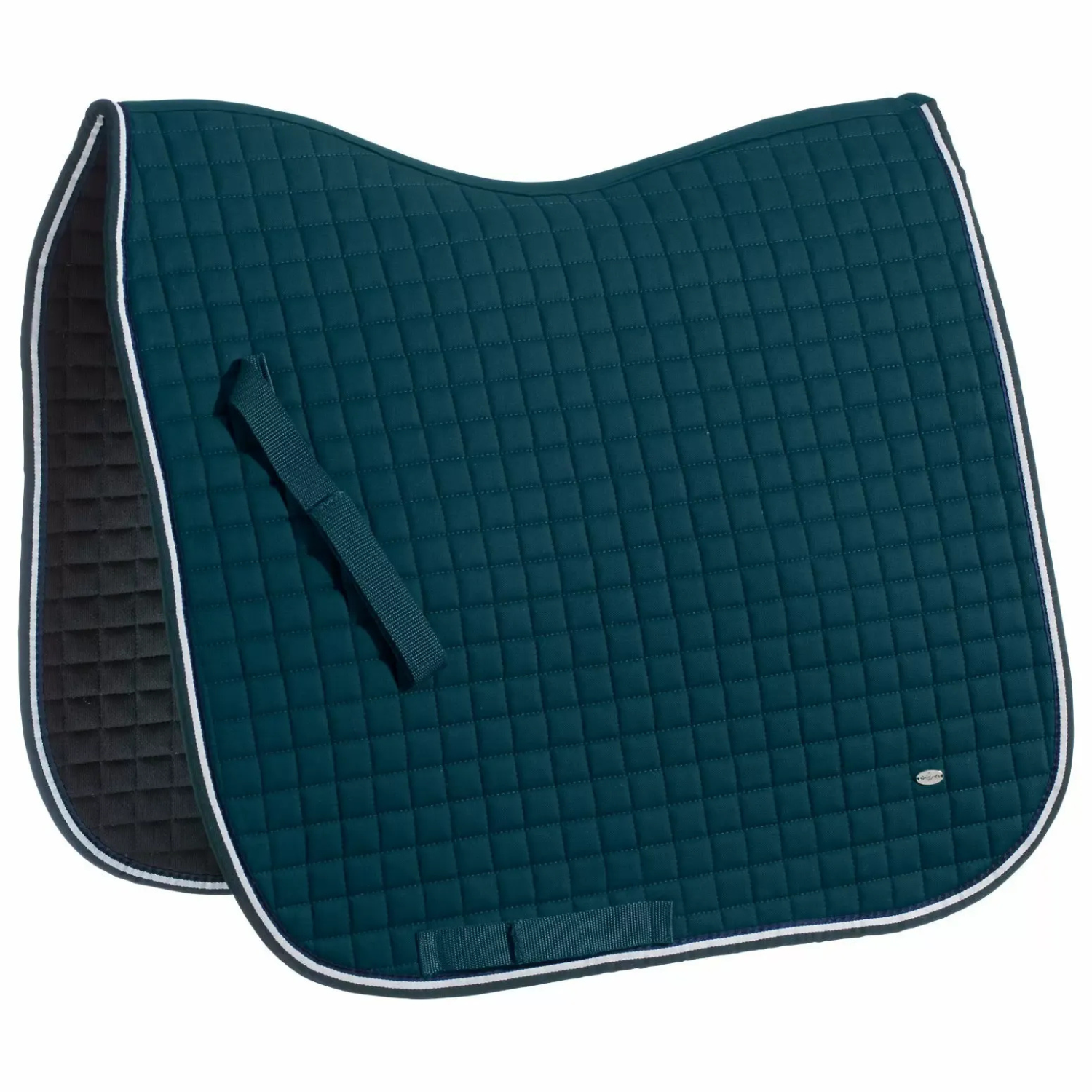 Lars | Donkergroen Gewatteerd Dressuur Zadeldek met Witte Bies - Saddle Pad