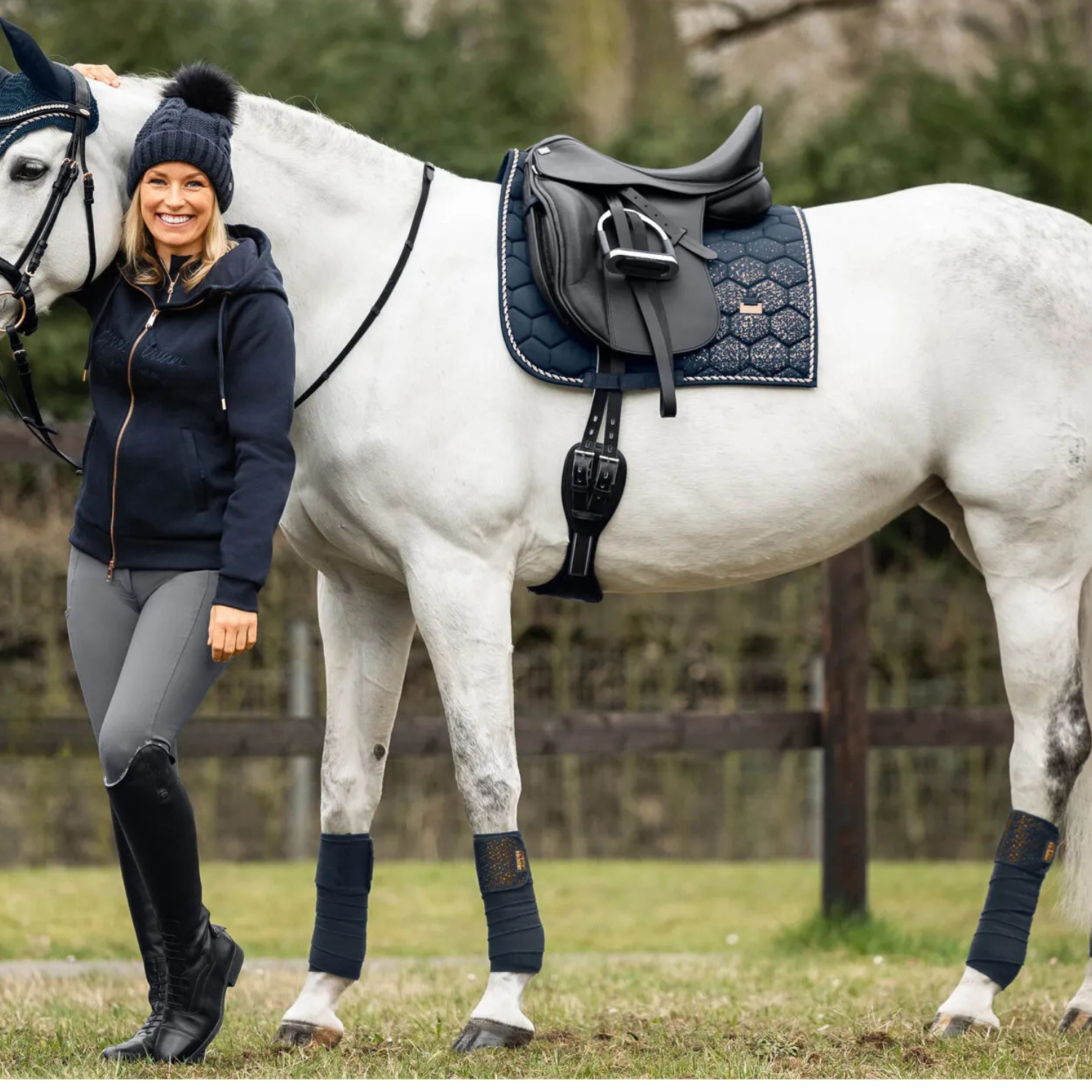 Boaz | Silky Gloss Saddle Pad with Multicolor Glitter and Logo Plaque - Saddle Pad